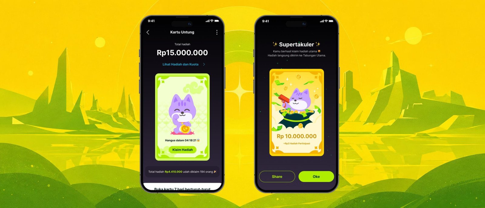 Created a cash prize reward gamification that will retains users to keep coming back to use Superbank as their main digibank.